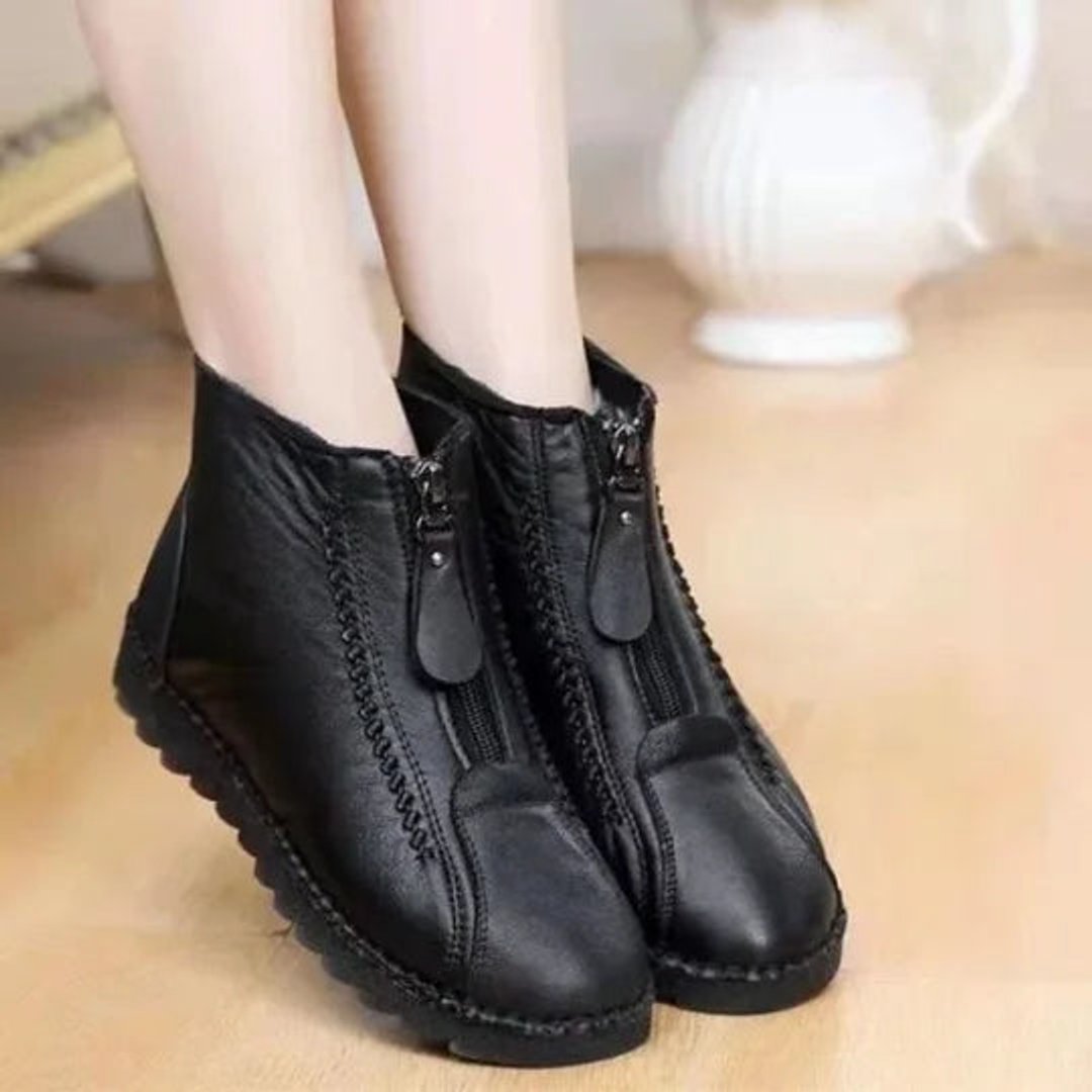 Clara | Damen Ankle Boots Rutschfeste Winterstiefeletten mit Reißverschluss