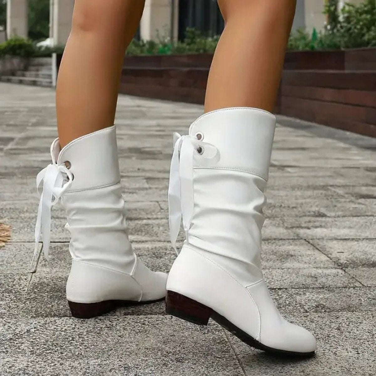 Marlene | Damen Ankle Boots Schnürstiefeletten Blockabsatz Wadenhoch