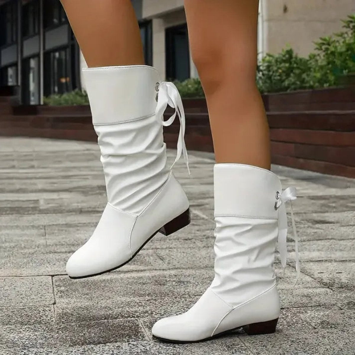 Marlene | Damen Ankle Boots Schnürstiefeletten Blockabsatz Wadenhoch