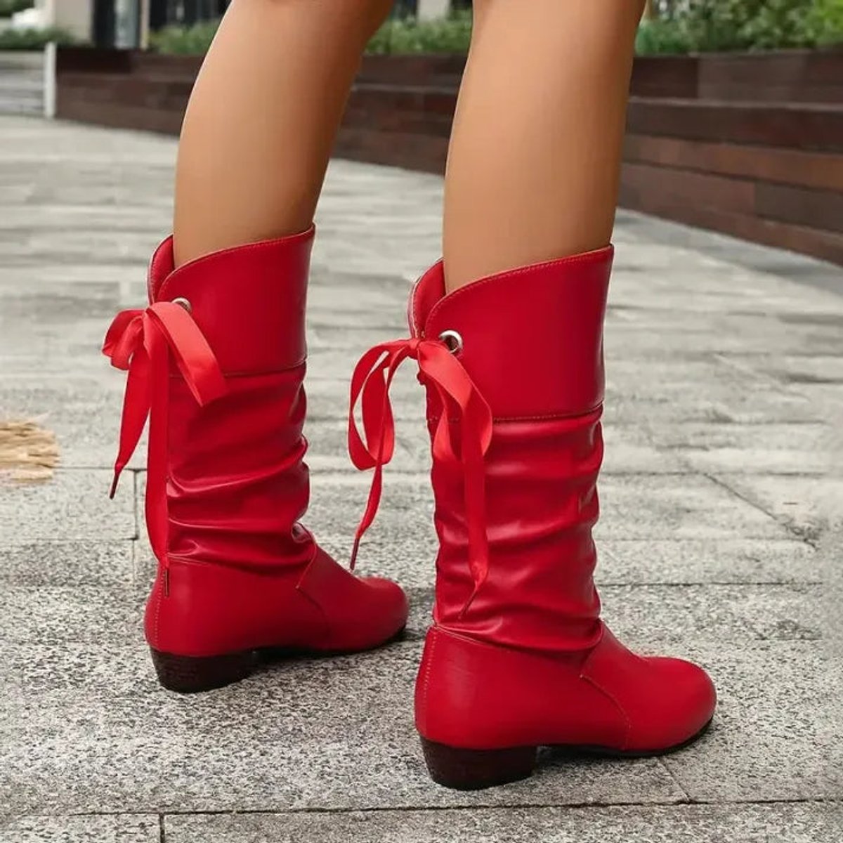 Marlene | Damen Ankle Boots Schnürstiefeletten Blockabsatz Wadenhoch