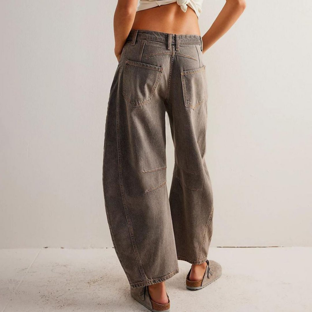 Sophie | Damen Barrel-Leg Jeans Cropped Mid-Rise Denim