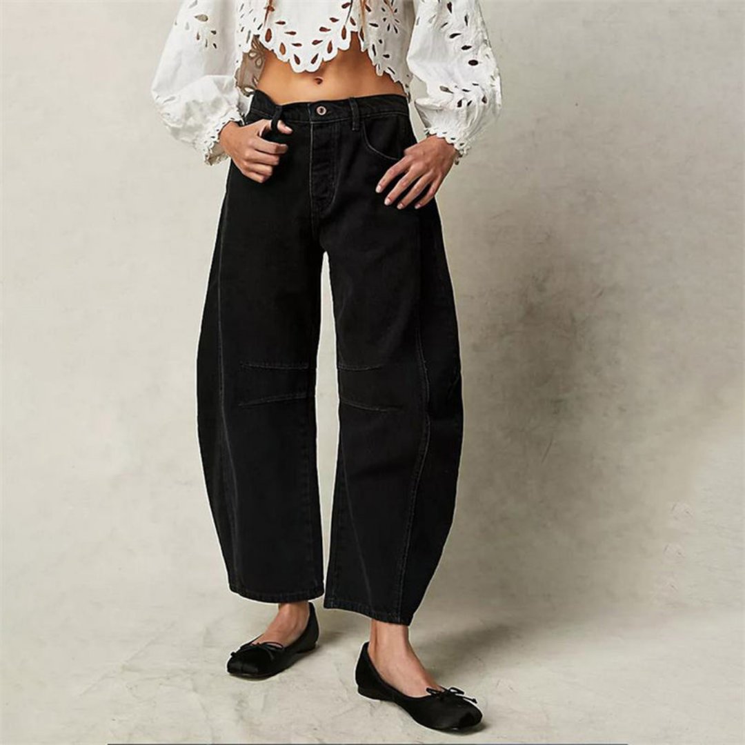 Sophie | Damen Barrel-Leg Jeans Cropped Mid-Rise Denim