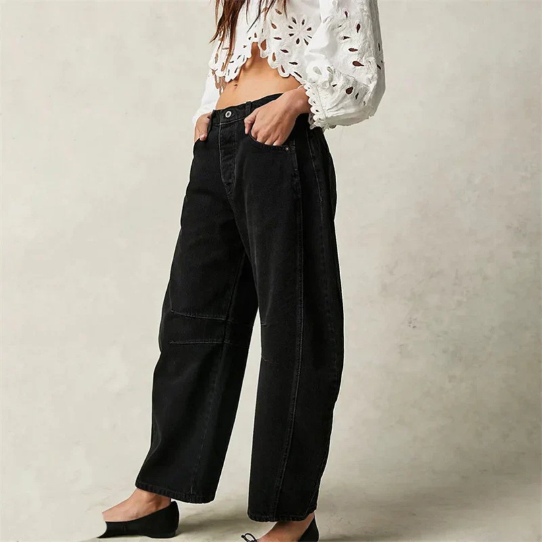 Sophie | Damen Barrel-Leg Jeans Cropped Mid-Rise Denim
