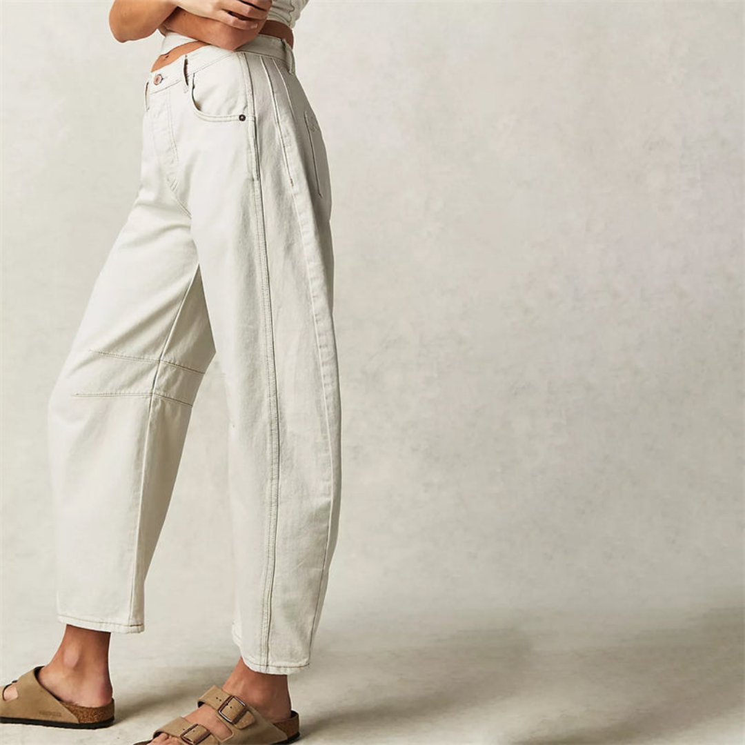 Sophie | Damen Barrel-Leg Jeans Cropped Mid-Rise Denim