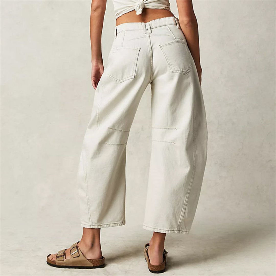 Sophie | Damen Barrel-Leg Jeans Cropped Mid-Rise Denim