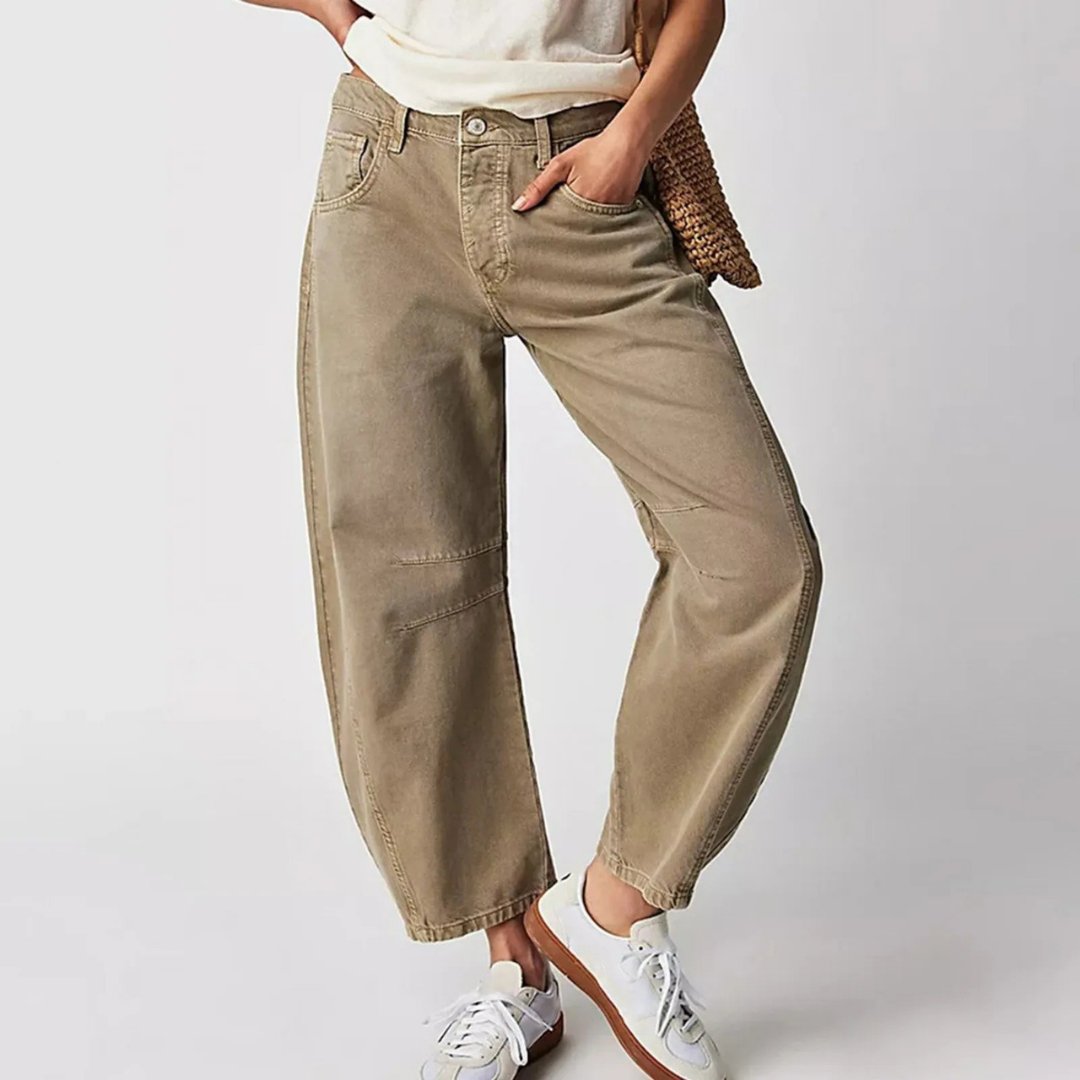 Sophie | Damen Barrel-Leg Jeans Cropped Mid-Rise Denim