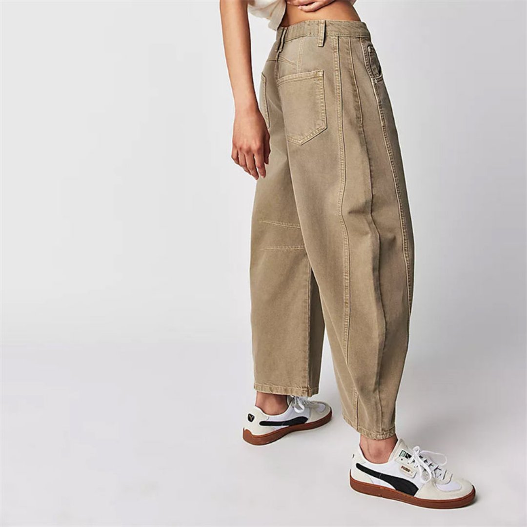 Sophie | Damen Barrel-Leg Jeans Cropped Mid-Rise Denim