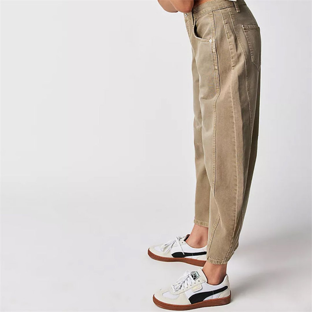 Sophie | Damen Barrel-Leg Jeans Cropped Mid-Rise Denim