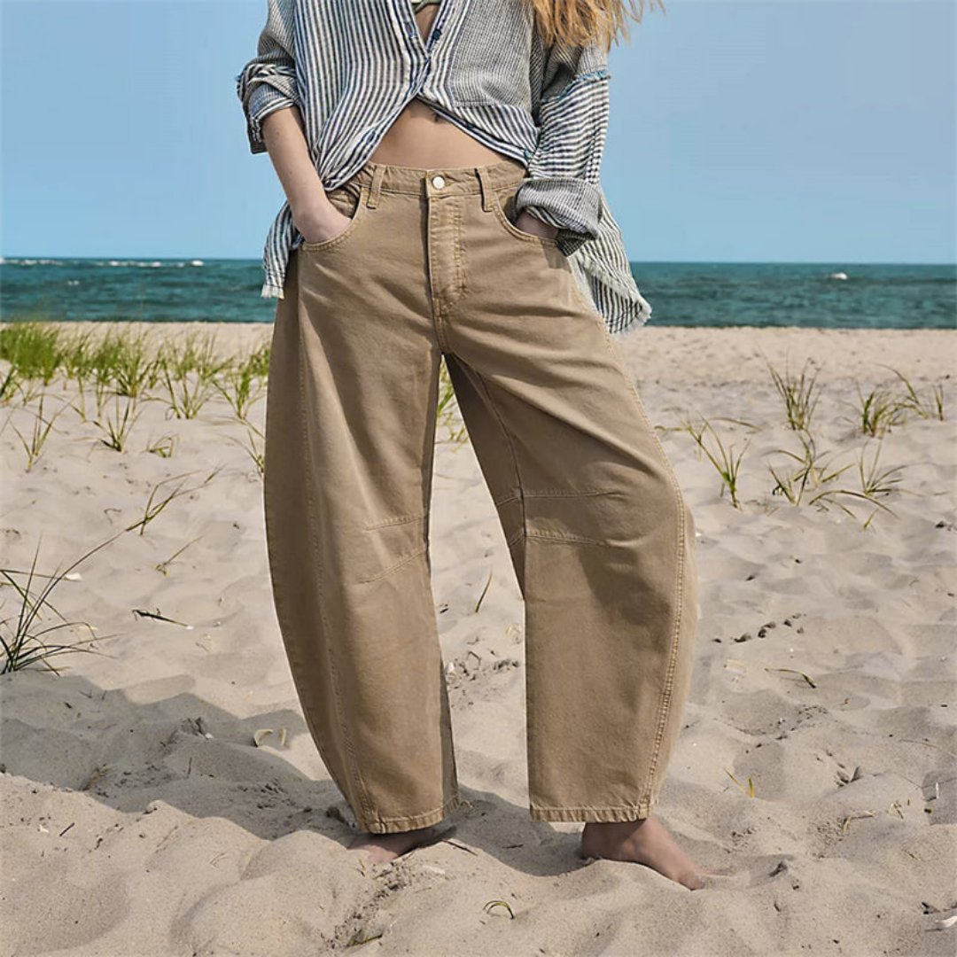 Sophie | Damen Barrel-Leg Jeans Cropped Mid-Rise Denim