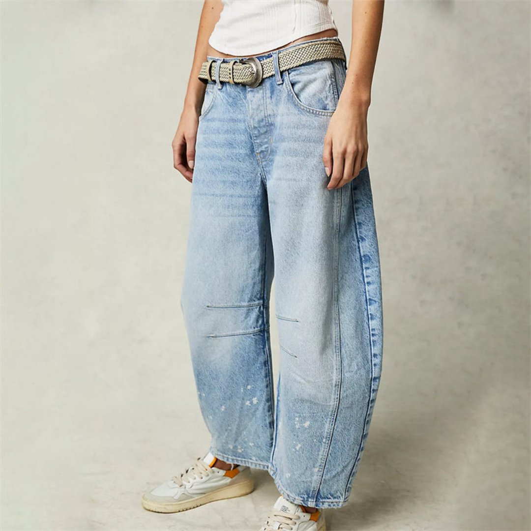 Sophie | Damen Barrel-Leg Jeans Cropped Mid-Rise Denim
