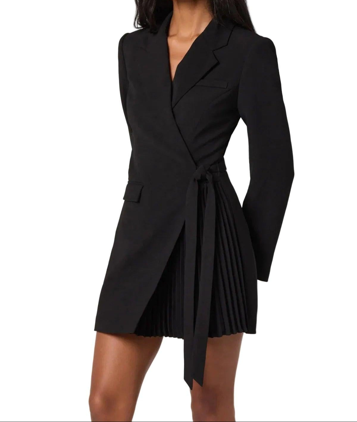 Damen-Blazerkleid mit Wickelfront und Taillenbindung