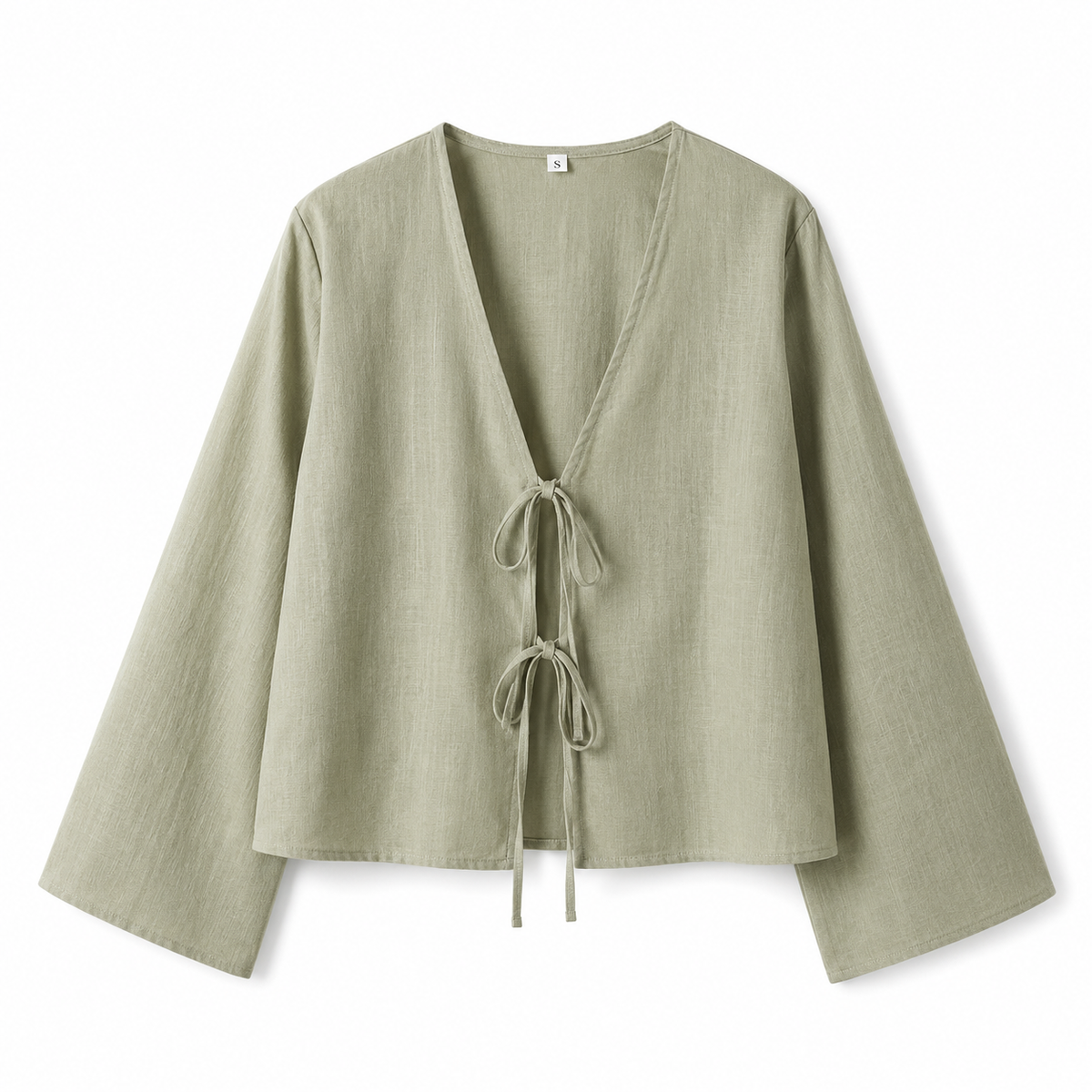 Damen Crop-Top mit langen Ärmeln und Bindevorderseite
