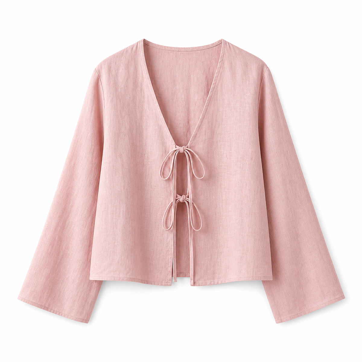 Damen Crop-Top mit langen Ärmeln und Bindevorderseite