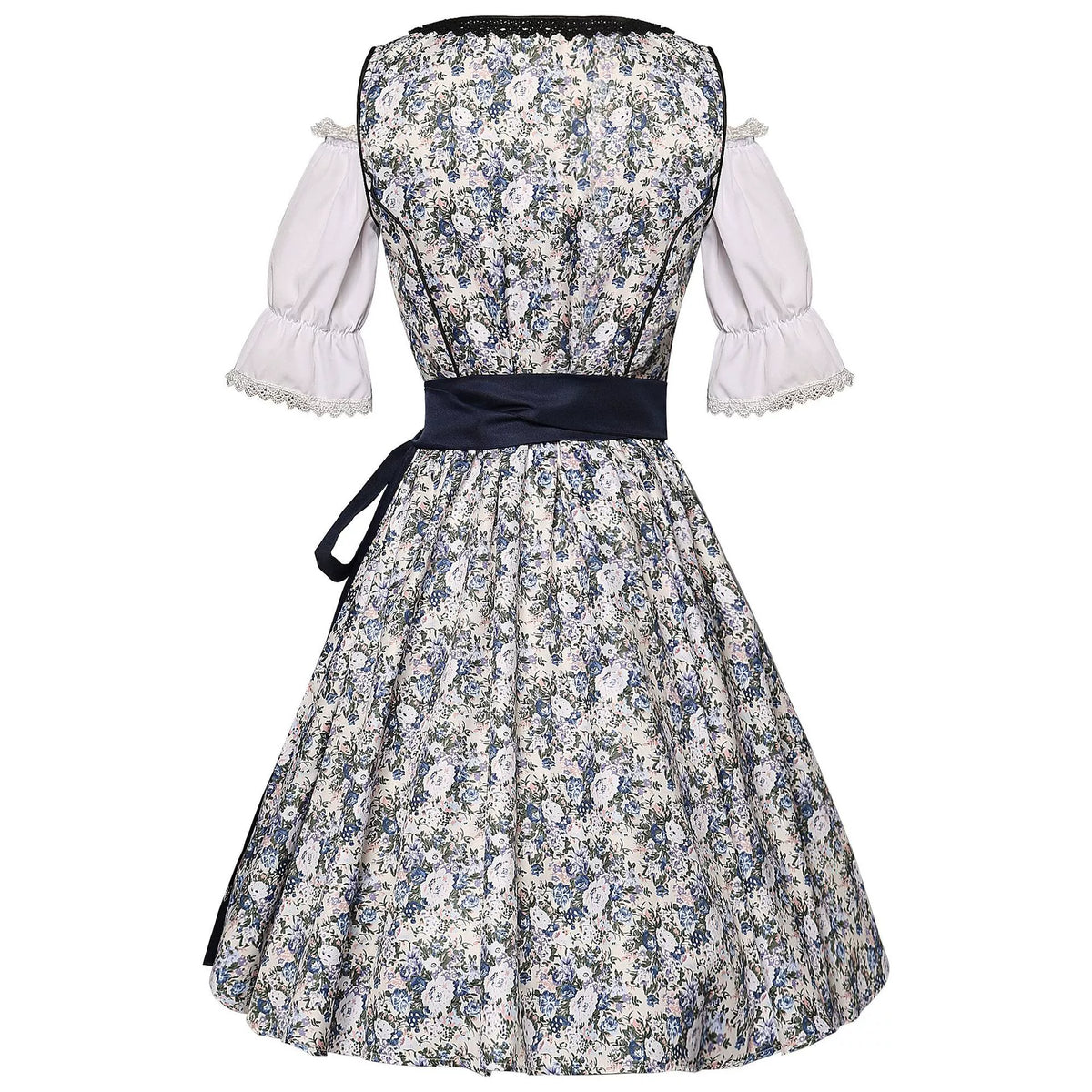 Damen Dirndlkleid-Set mit Schnürmieder, Bluse und weitem Rock