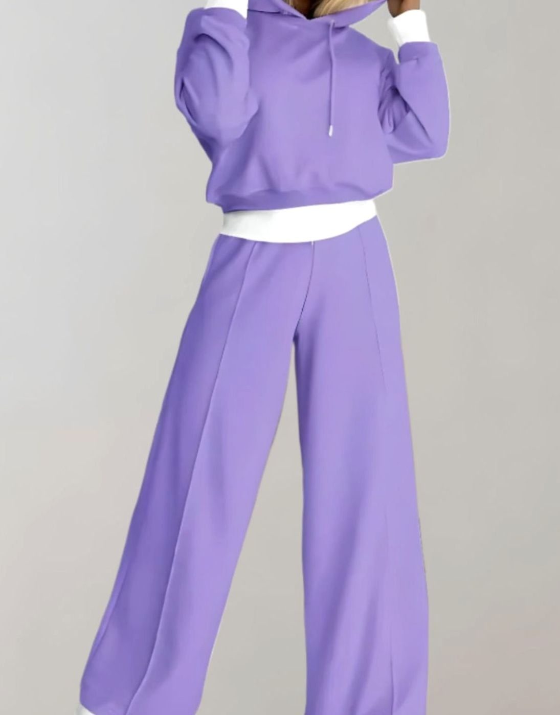 Emilia | Damen Freizeit Hoodie Jogginganzug Set Crop Kapuzenpullover Weite Hose