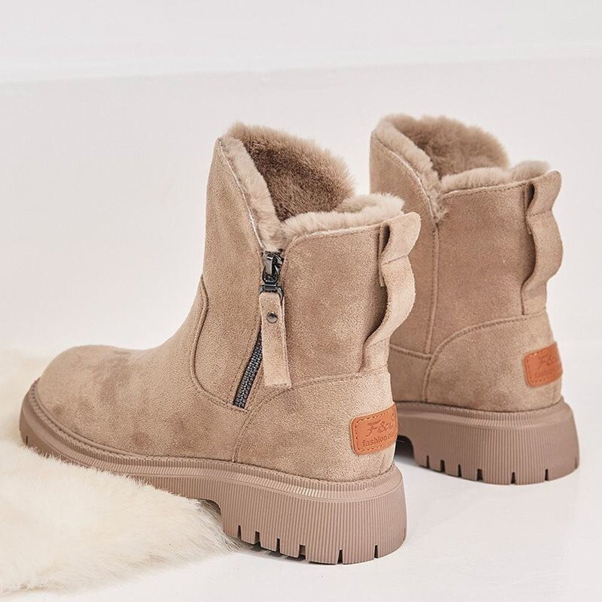 Leonie | Damen Gefütterte Wildleder Ankle Boots Stiefeletten Flach Warm