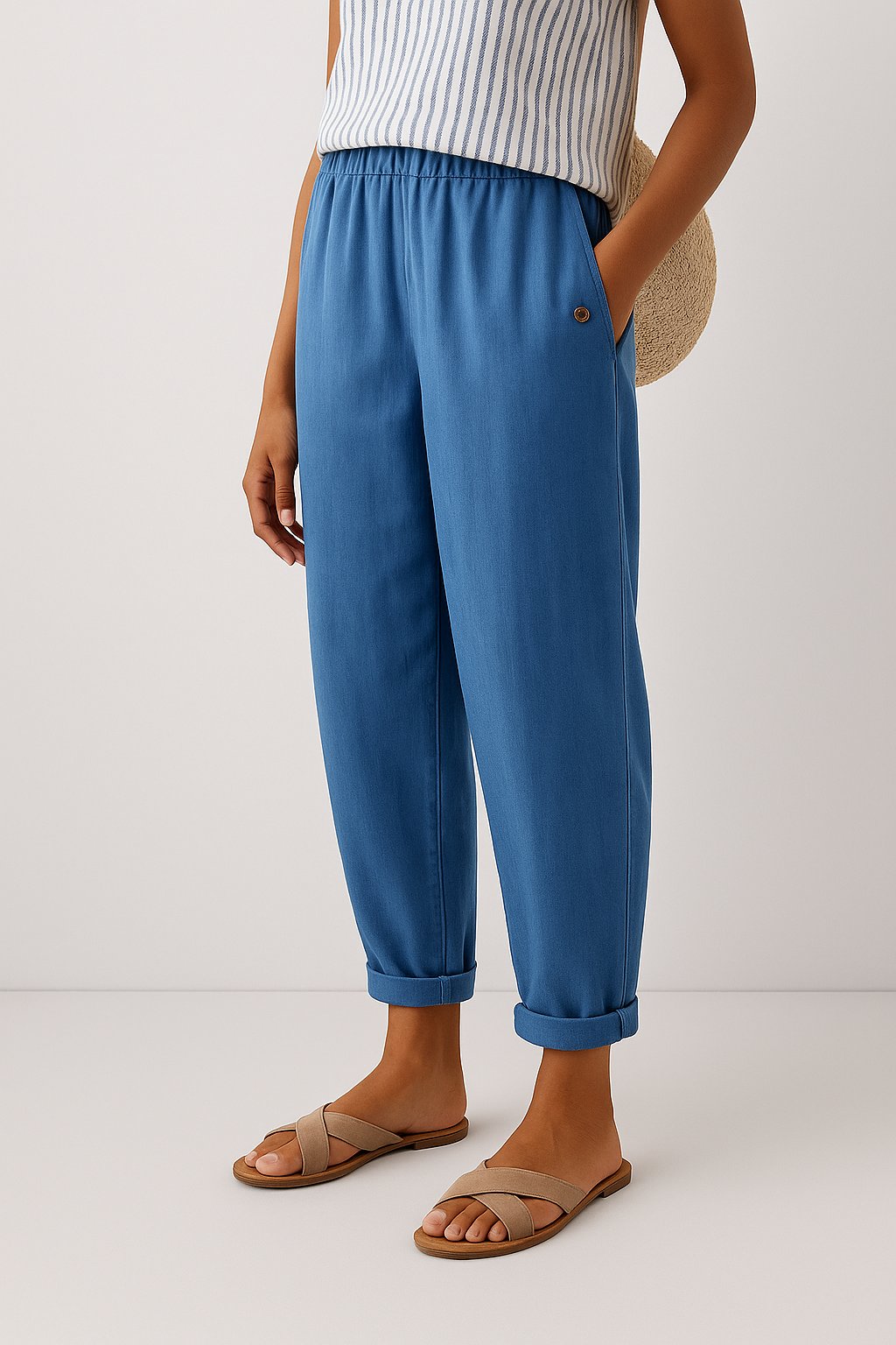 Luisa | Damen Gerade Geschnittene Leinenhose mit Seitentaschen
