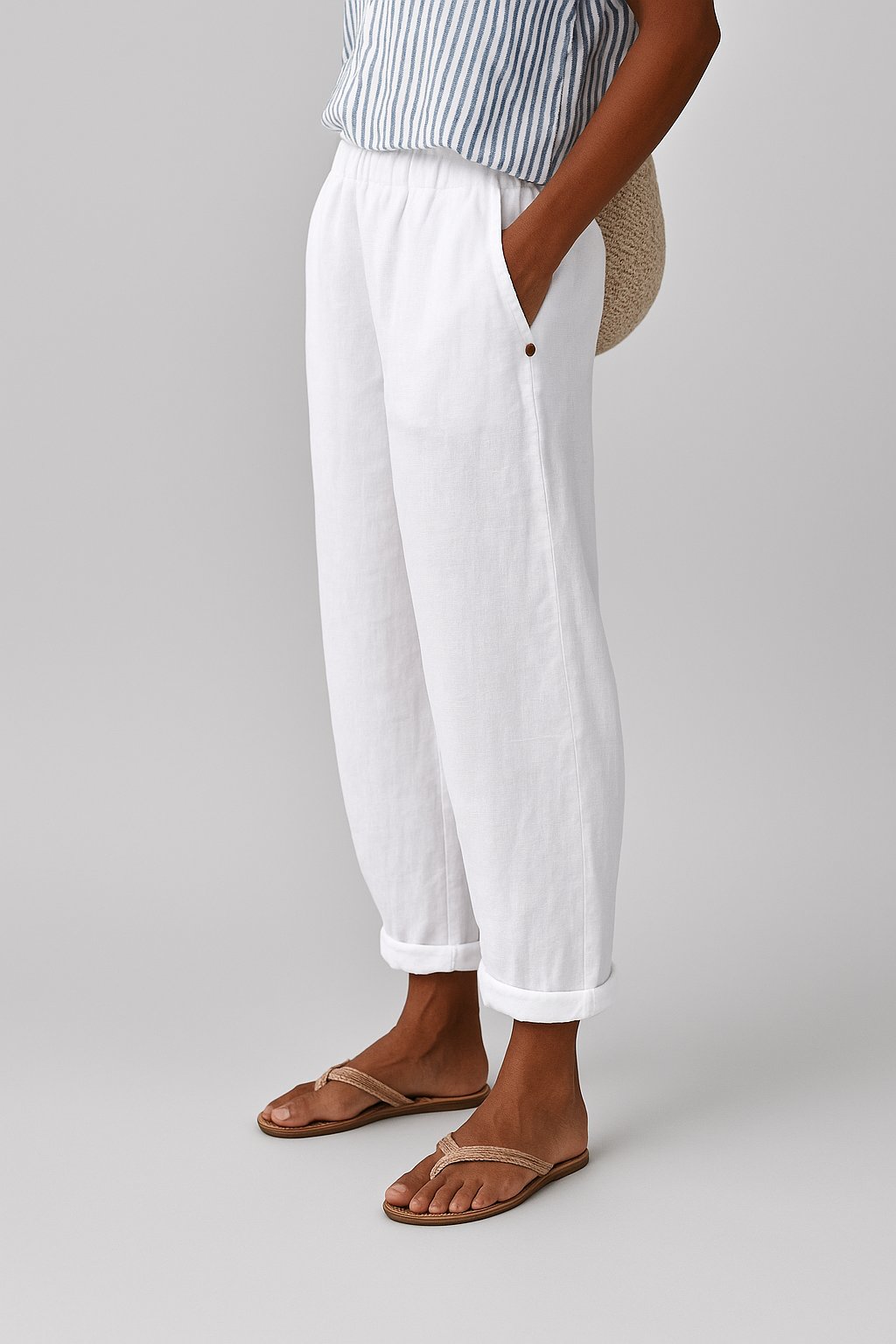 Luisa | Damen Gerade Geschnittene Leinenhose mit Seitentaschen