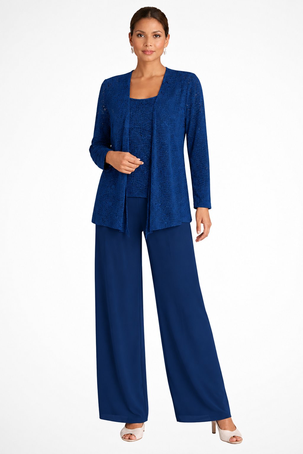 Frieda | Damen Glitzer Dreiteiler Weite Hose Blazer Set