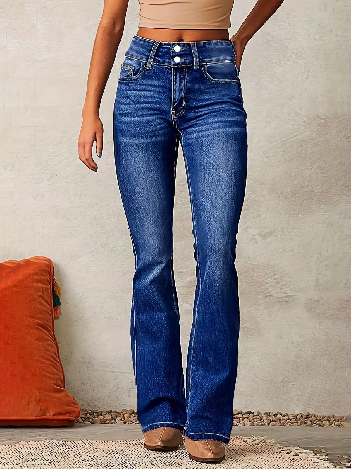 Frieda | Damen High Waist Bootcut Jeans Stretch Denim