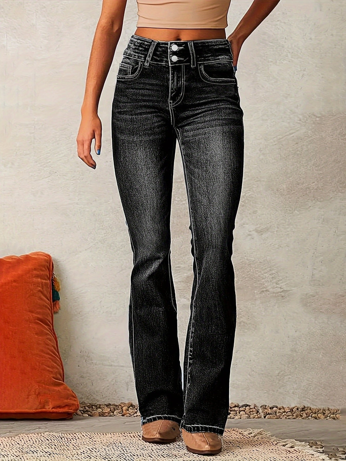 Frieda | Damen High Waist Bootcut Jeans Stretch Denim