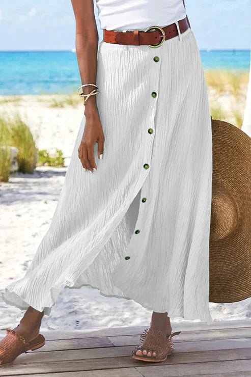 Luisa | Damen High-Waist Knopfleiste Maxi Rock