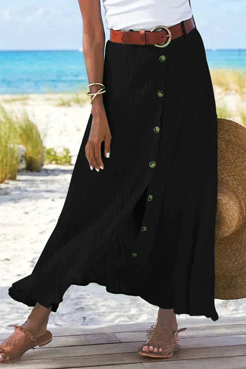 Luisa | Damen High-Waist Knopfleiste Maxi Rock