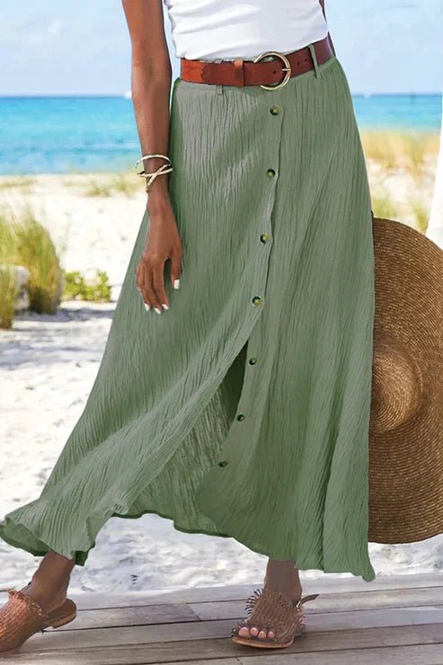 Luisa | Damen High-Waist Knopfleiste Maxi Rock