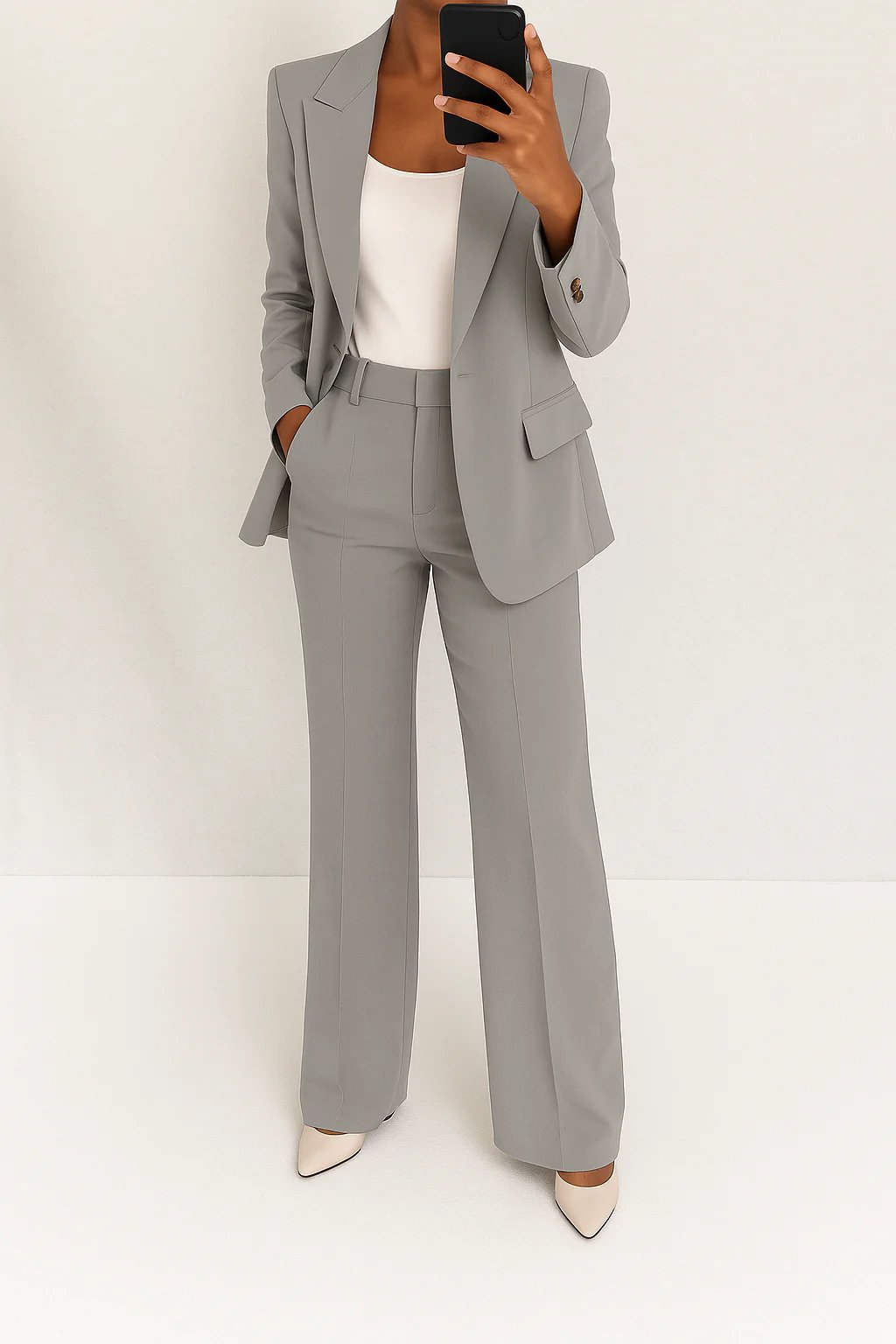Elfriede | Damen High-Waist Wide-Leg Blazer-Anzug-Set