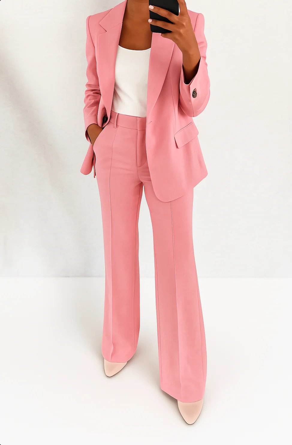 Elfriede | Damen High-Waist Wide-Leg Blazer-Anzug-Set