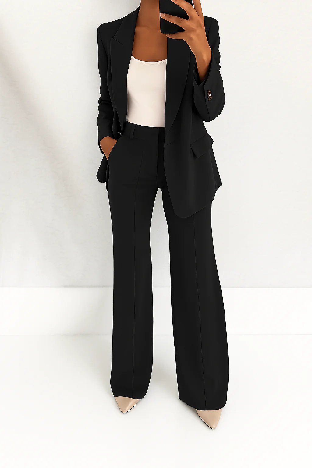 Elfriede | Damen High-Waist Wide-Leg Blazer-Anzug-Set