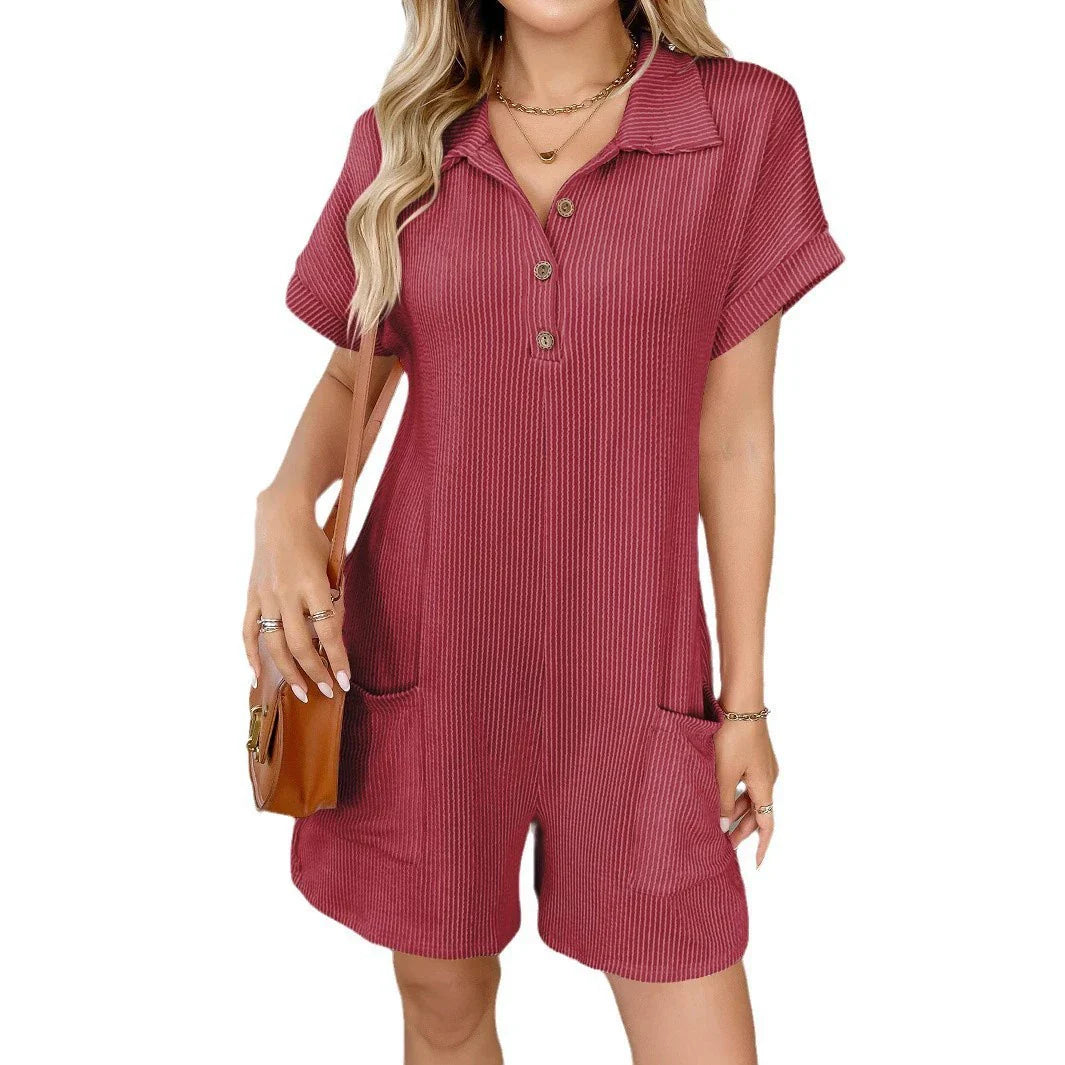 Damen Jumpsuit mit Knopfleiste und Taillenband