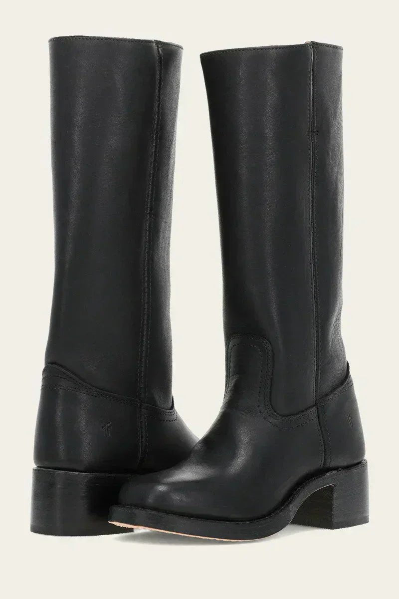 Luisa | Damen Kniehöhe Leder Stiefel Blockabsatz