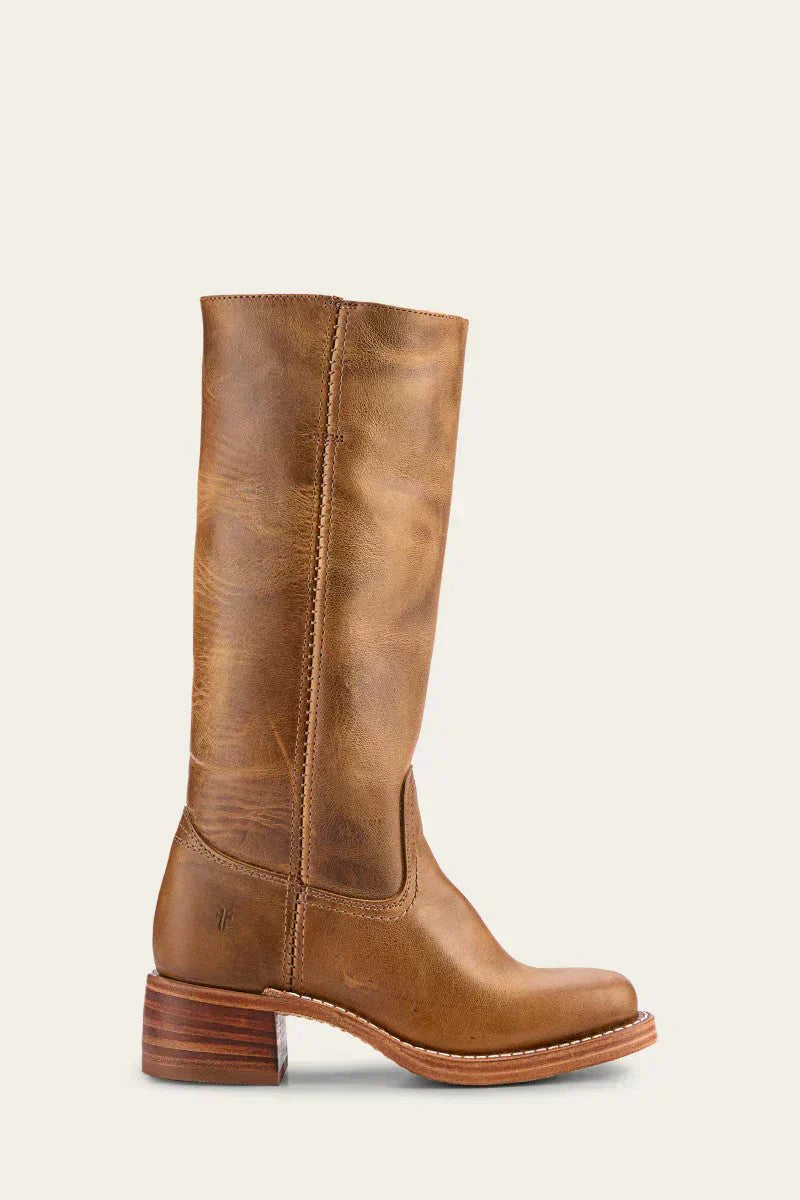 Luisa | Damen Kniehöhe Leder Stiefel Blockabsatz