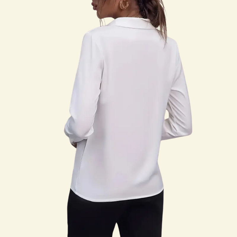 Damen Langarm Bluse mit Kragen und verdeckter Knopfleiste