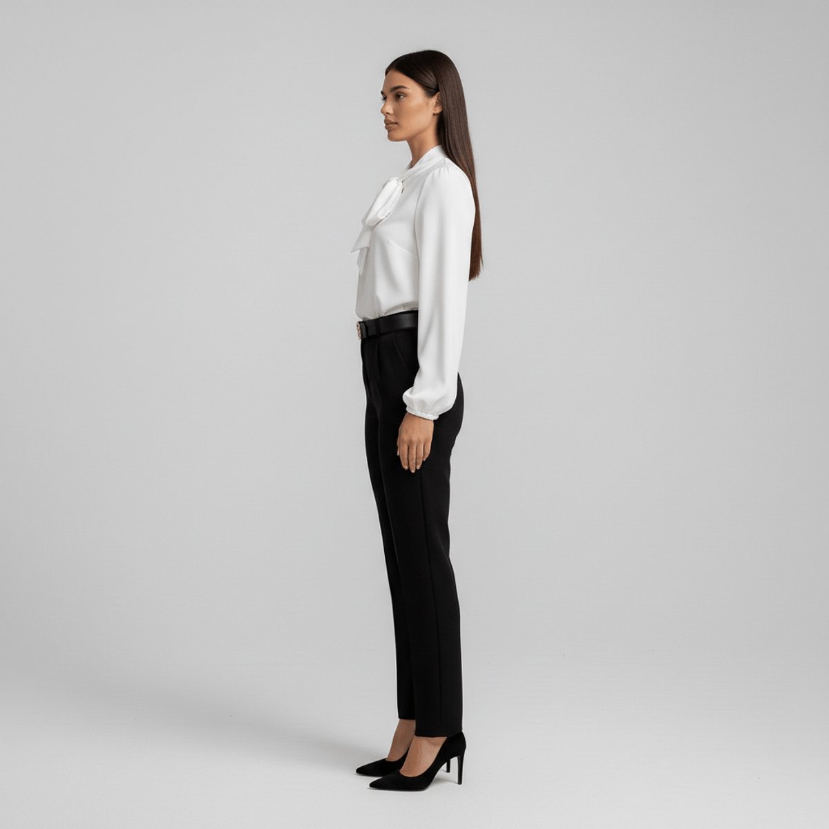 Emilia | Damen Langarm-Bluse mit Schleifenkragen und weitem Schnitt