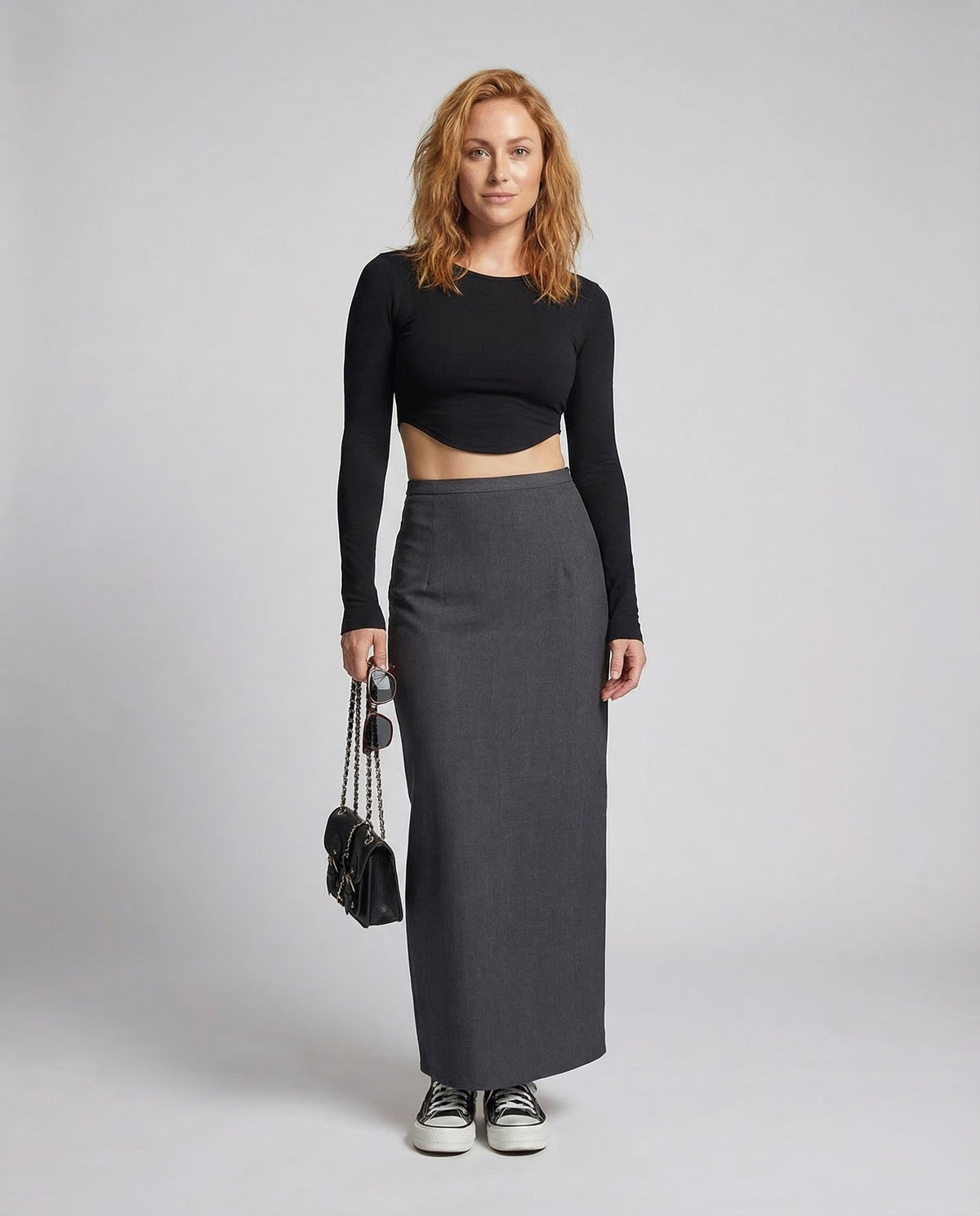 Damen langer Rock mit hohem Bund und gerader Silhouette