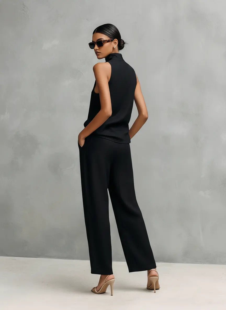 Clara | Damen Leinen Ärmellos Top Hose Zweiteiler Set