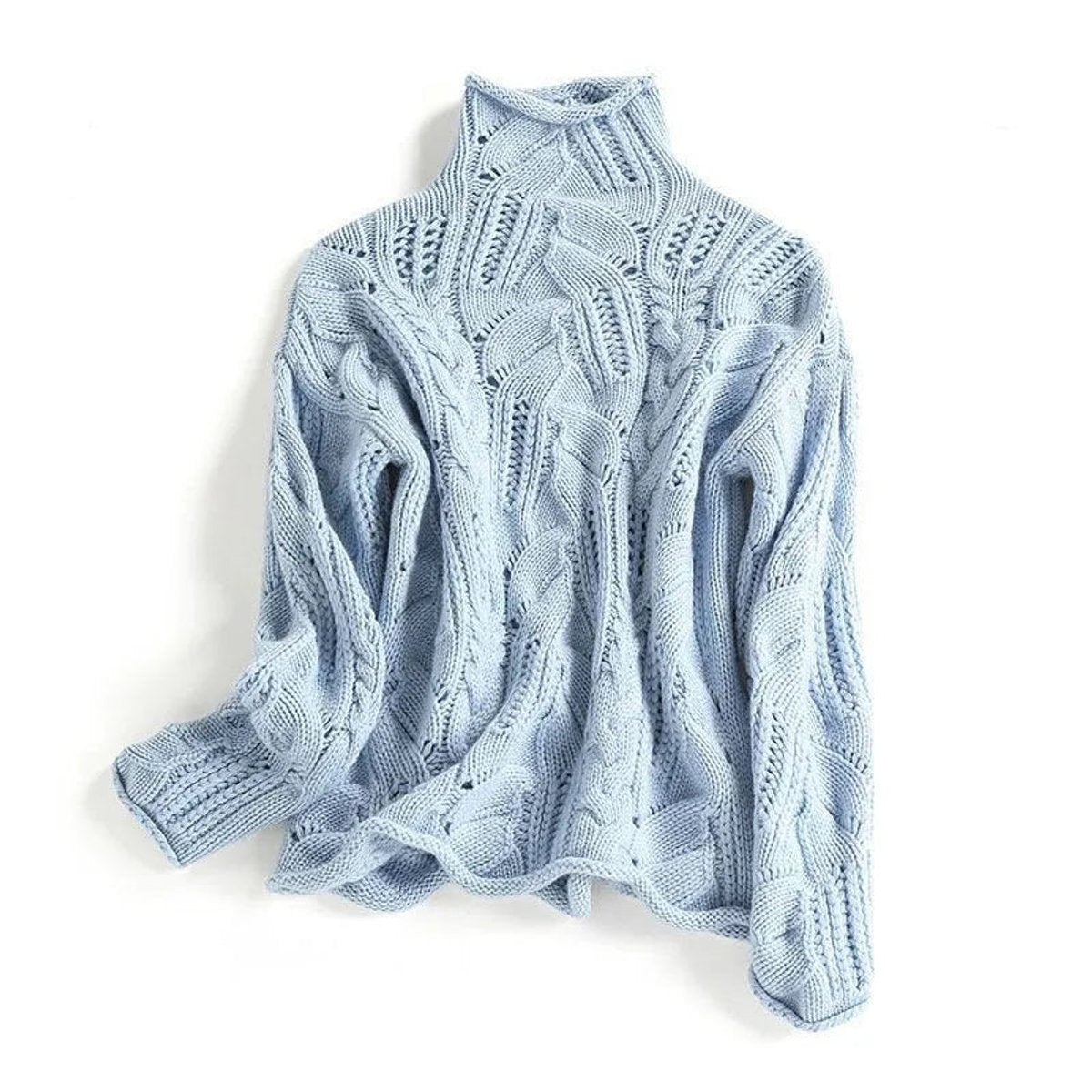 Johanna | Damen Lockerer Zopfmuster Stehkragen Knit Sweater