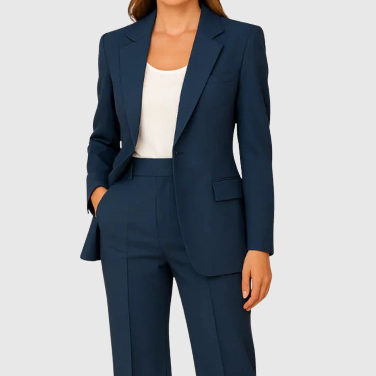 Hannah | Damen Maßgeschneiderter Langer Blazer und Hose Anzug-Set
