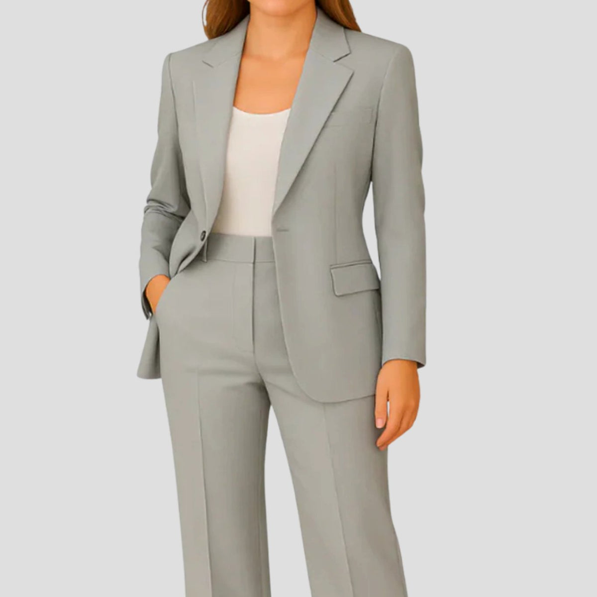 Hannah | Damen Maßgeschneiderter Langer Blazer und Hose Anzug-Set