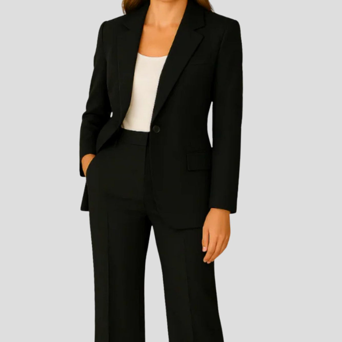 Hannah | Damen Maßgeschneiderter Langer Blazer und Hose Anzug-Set