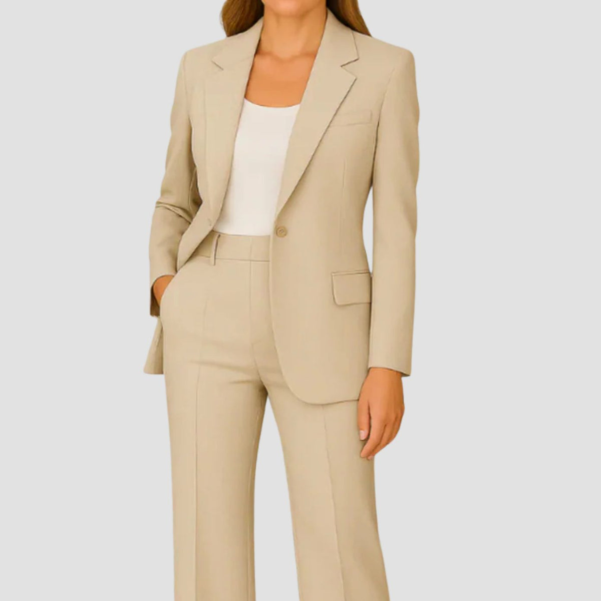 Hannah | Damen Maßgeschneiderter Langer Blazer und Hose Anzug-Set