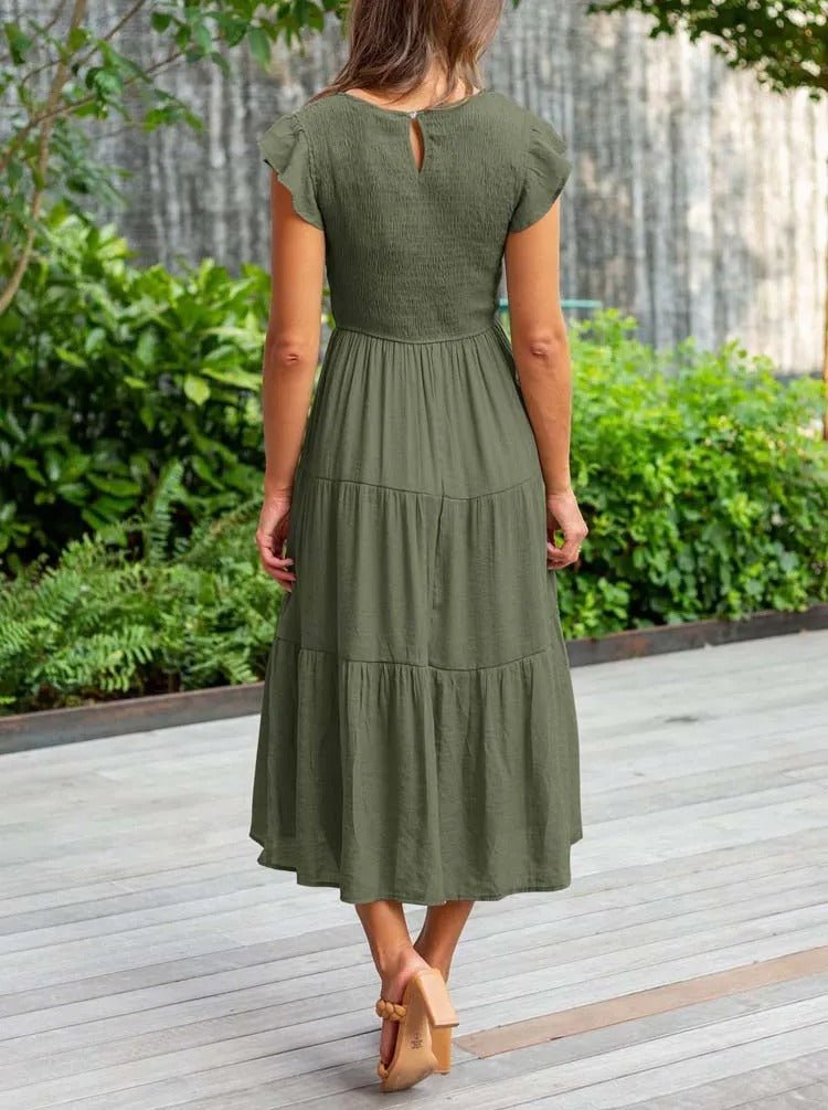 Marlene | Damen Midi-Kleid Stufenrock Bauchkontrolle