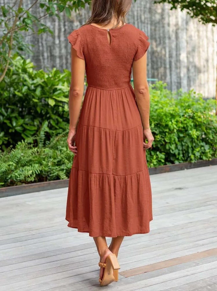 Marlene | Damen Midi-Kleid Stufenrock Bauchkontrolle