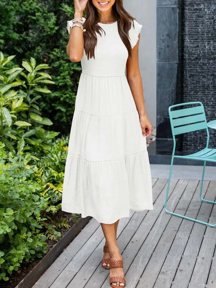 Marlene | Damen Midi-Kleid Stufenrock Bauchkontrolle