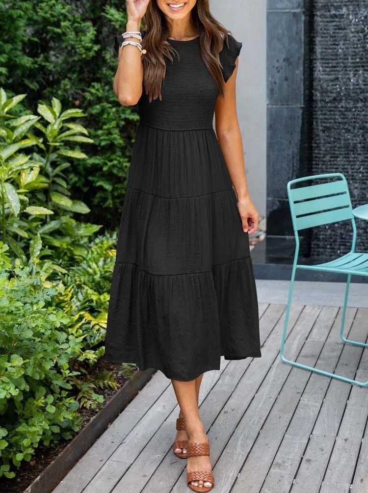Marlene | Damen Midi-Kleid Stufenrock Bauchkontrolle