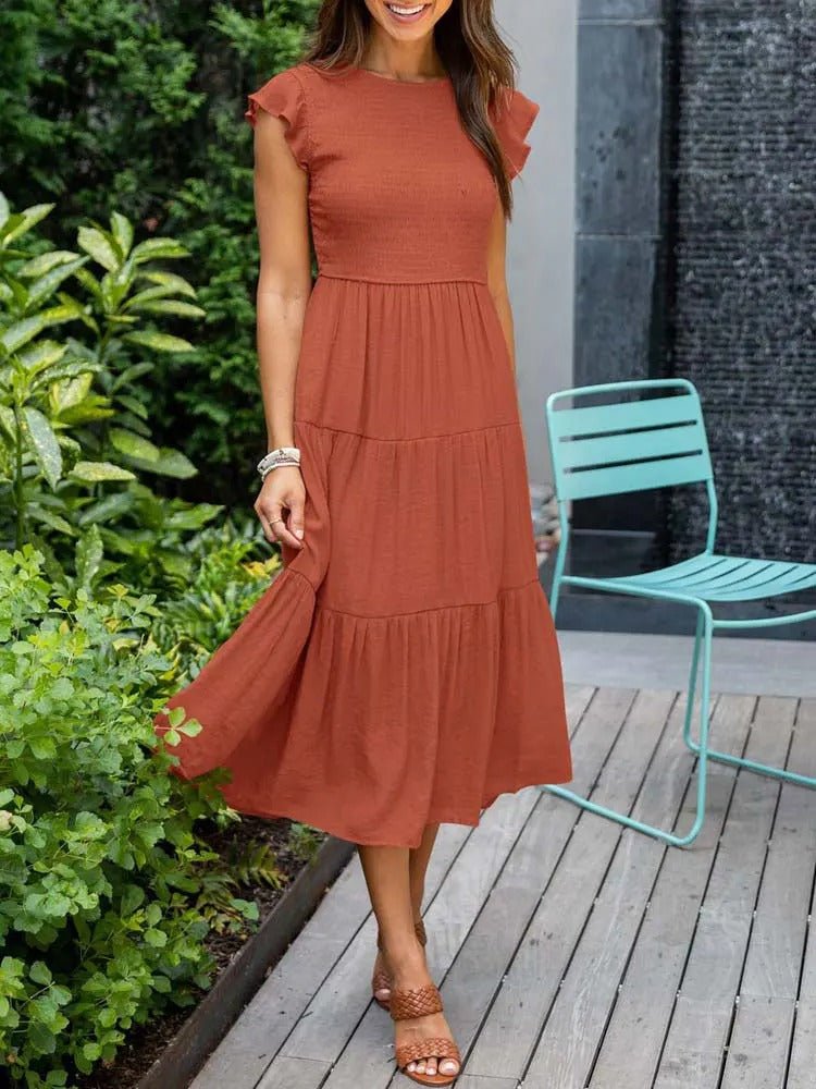 Marlene | Damen Midi-Kleid Stufenrock Bauchkontrolle