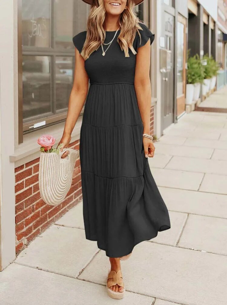 Marlene | Damen Midi-Kleid Stufenrock Bauchkontrolle