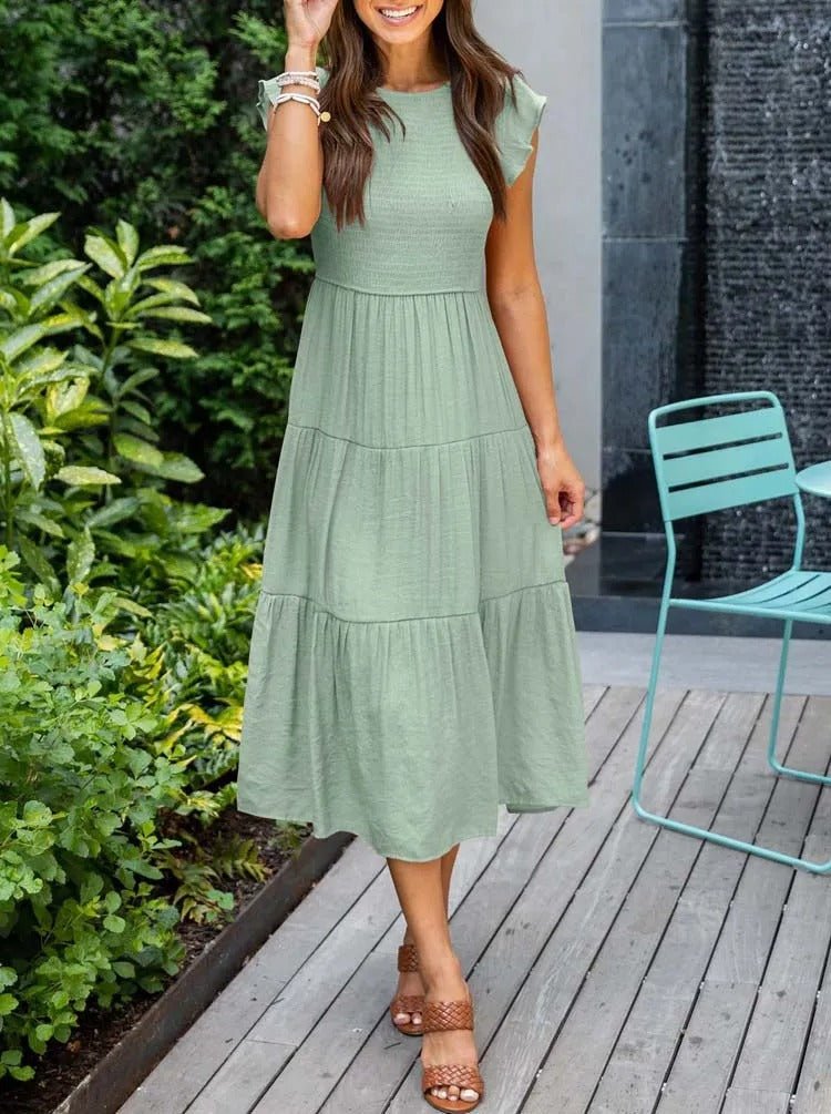 Marlene | Damen Midi-Kleid Stufenrock Bauchkontrolle